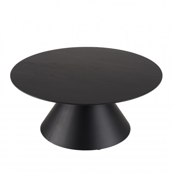 DALY - Table basse ronde noire 78x78cm pied conique métal