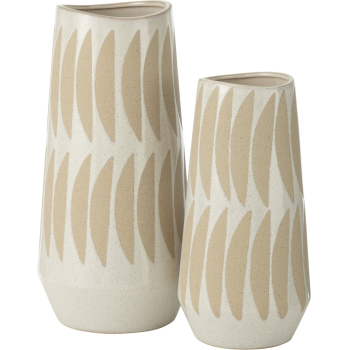 J-Line vase Kai - céramique - beige/blanc - large - 40 cm de hauteur