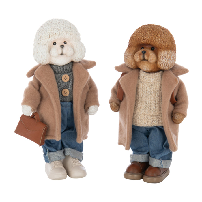 J-Line figurine Caniche Manteau + Sac - polyrésine - mix - small - 2 pièces
