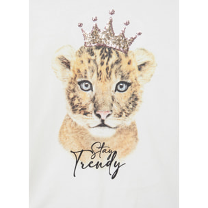 T-shirt stampa tigre e paillettes