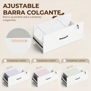 Cajonera Escritorio con Estantería, Mueble Archivador con 2 Cajones, Encimera para Impresora, Cerradura, para A4 Letter Legal, para Oficina, Estudio, Blanco
