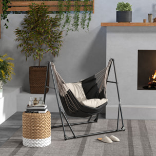 Soporte para Hamaca Plegable Portátil, 2 en 1, Soporte para Silla Colgante con Estructura de Metal y Bolsa de Transporte, Carga 120 kg, para Hamaca 2,5 m y Silla 1,5 m de Largo, Negro