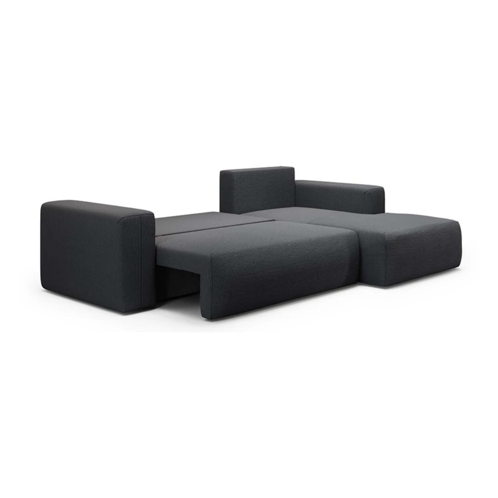 NALA - Canapé d'angle droit convertible 4 places en tissu gris foncé