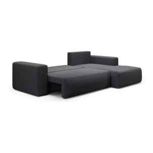 NALA - Canapé d'angle droit convertible 4 places en tissu gris foncé