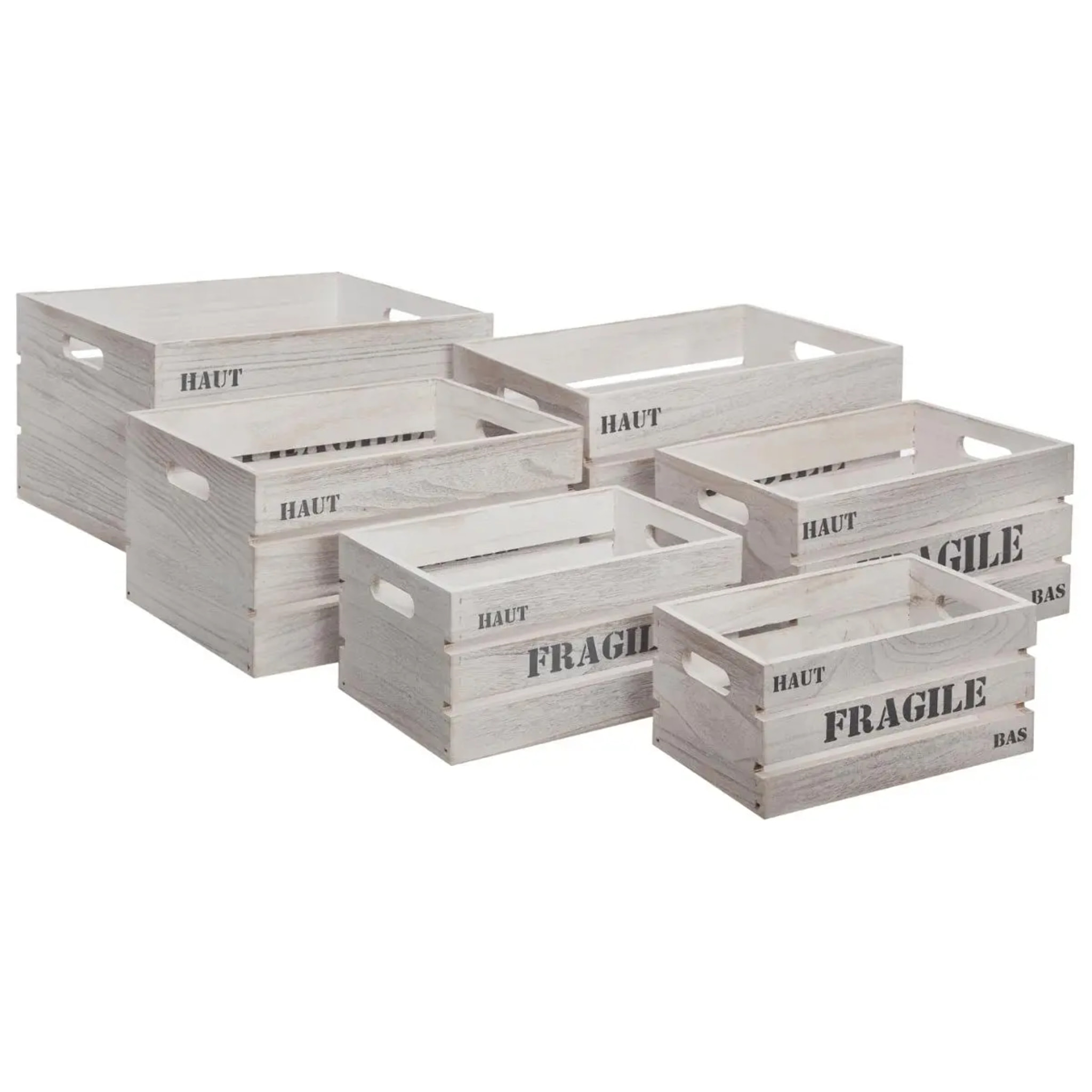 Set de 6 caisses "Jour" cagette gris