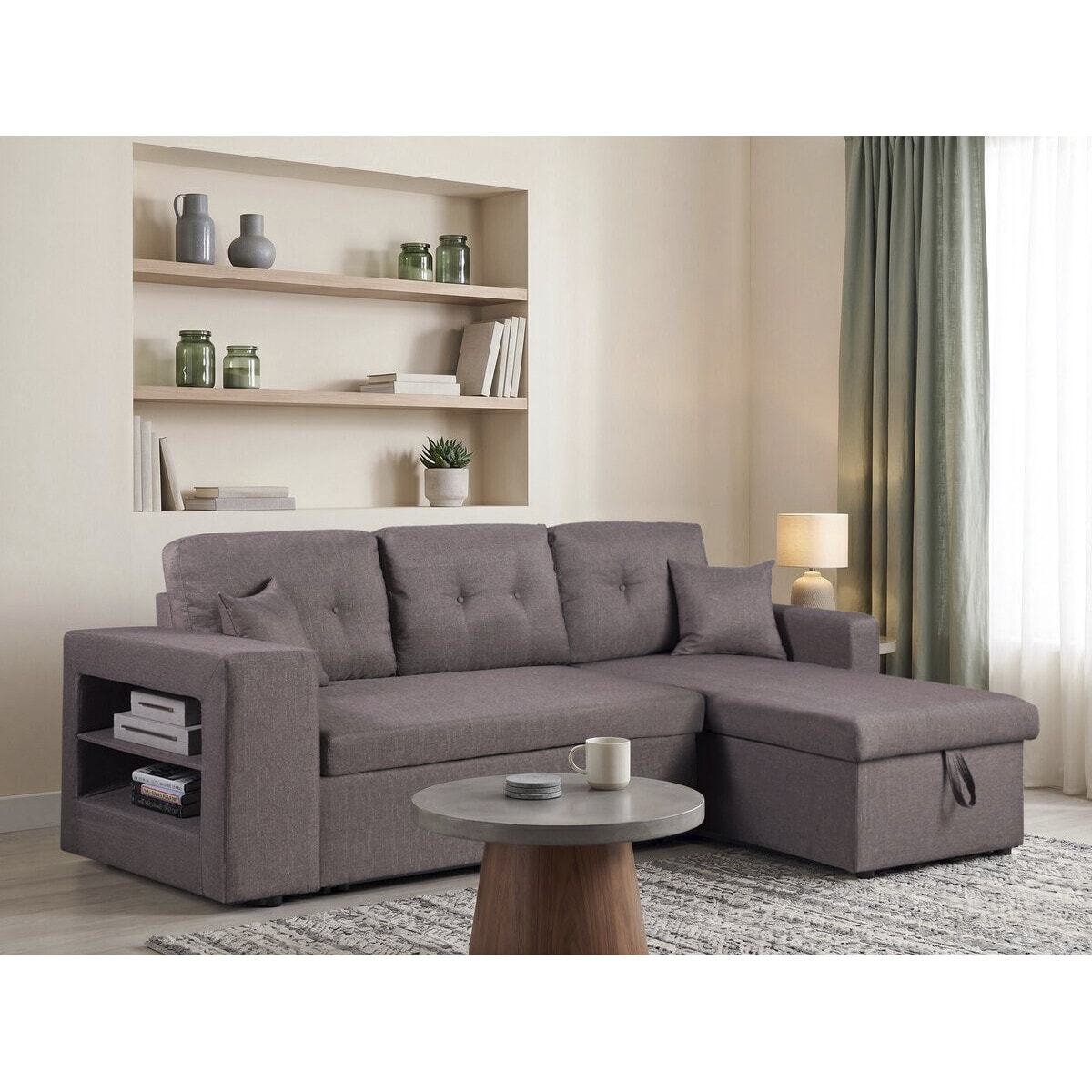 Canapé d'angle convertible/réversible "Axel" - 3 places - Taupe