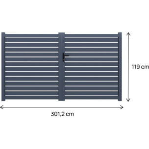 Portail aluminium semi ajouré "Julien" - 300 x 120 cm - Gris