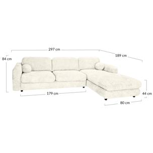 Rachel - Canapé d'angle droit 4 places en tissu bouclette - Beige