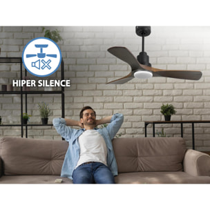 Ventilateur de plafond Réversible  Thermostat Dimmable Wifi Moteur à courant continu Toits en pente Télécommande Lumière à trois tons Hypersilence Mémoire