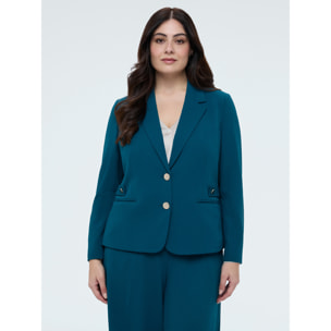 Fiorella Rubino - Blazer cropped in tessuto stretch - Ottanio