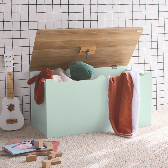 Coffre à jouets enfant couvercle rabattable poignées latérales TOBIAS