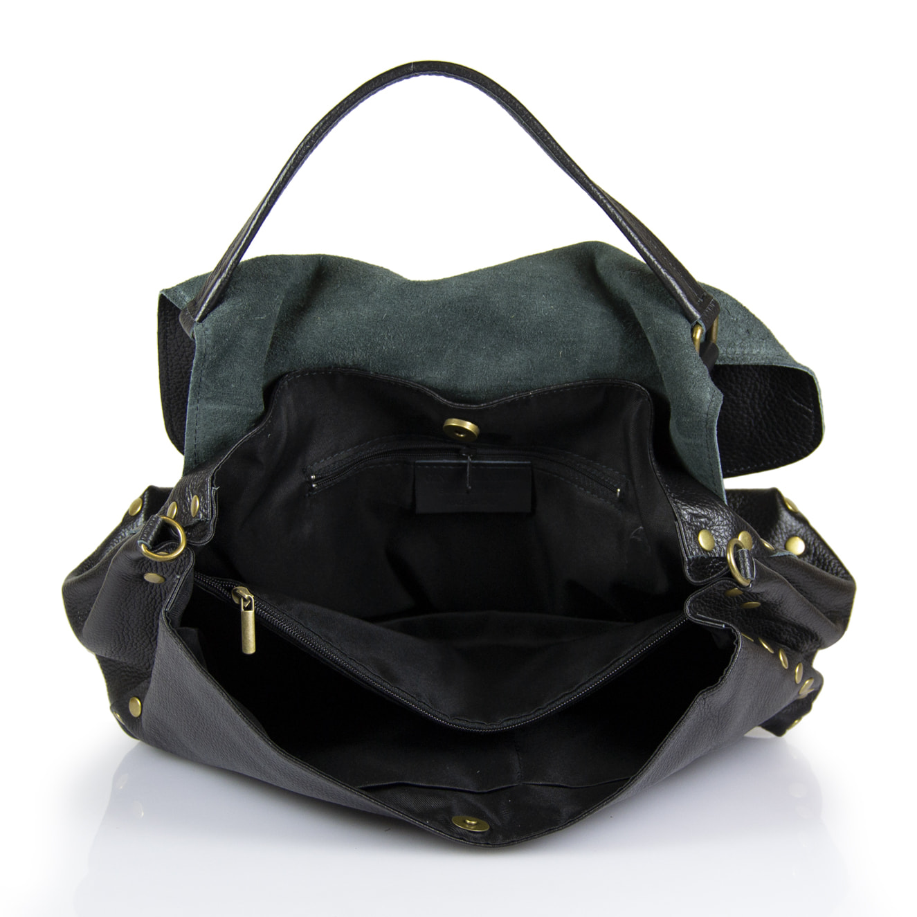 Borsa Donna in vera pelle Made in Italy colore Nero dimensioni cm 36 X 34 X 12