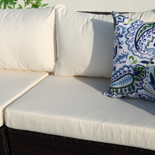 SANSA - Salon de jardin modulable 13/14 places en résine tressée noir et blanc