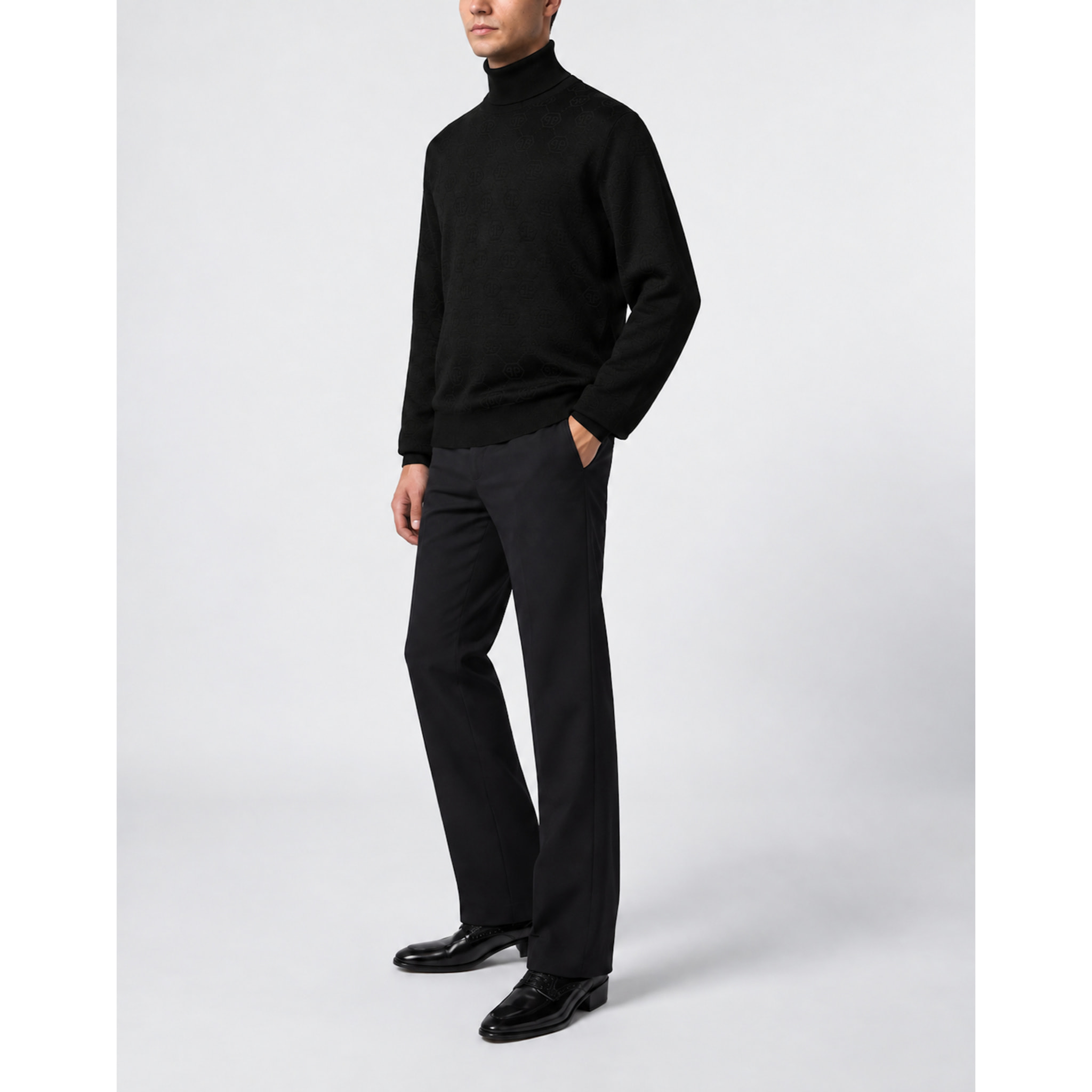 PHILIPP PLEIN Jersey de cuello alto de manga larga MONOGRAM
