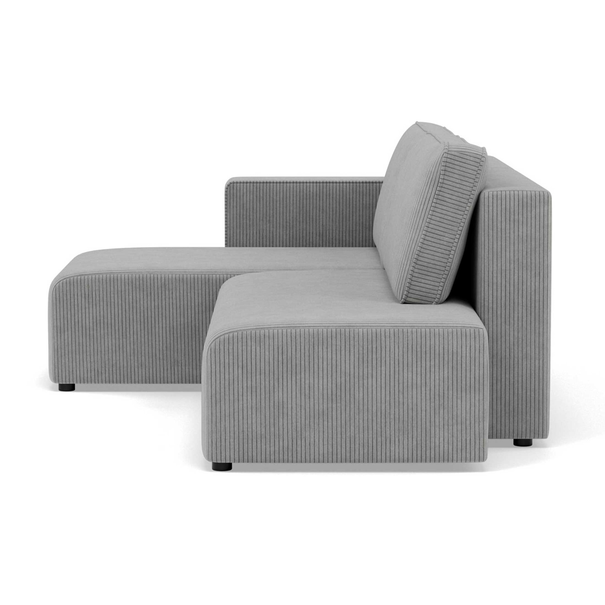 Topaze - canapé d'angle gauche 4 places convertible avec coffre sans accoudoir en velours côtelé - Gris clair