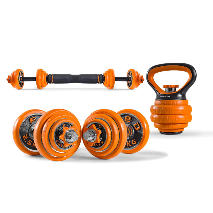 F.E.D. 4in1 - Kit di manubri, bilancieri, Maniglie e Kettlebell da 20kg