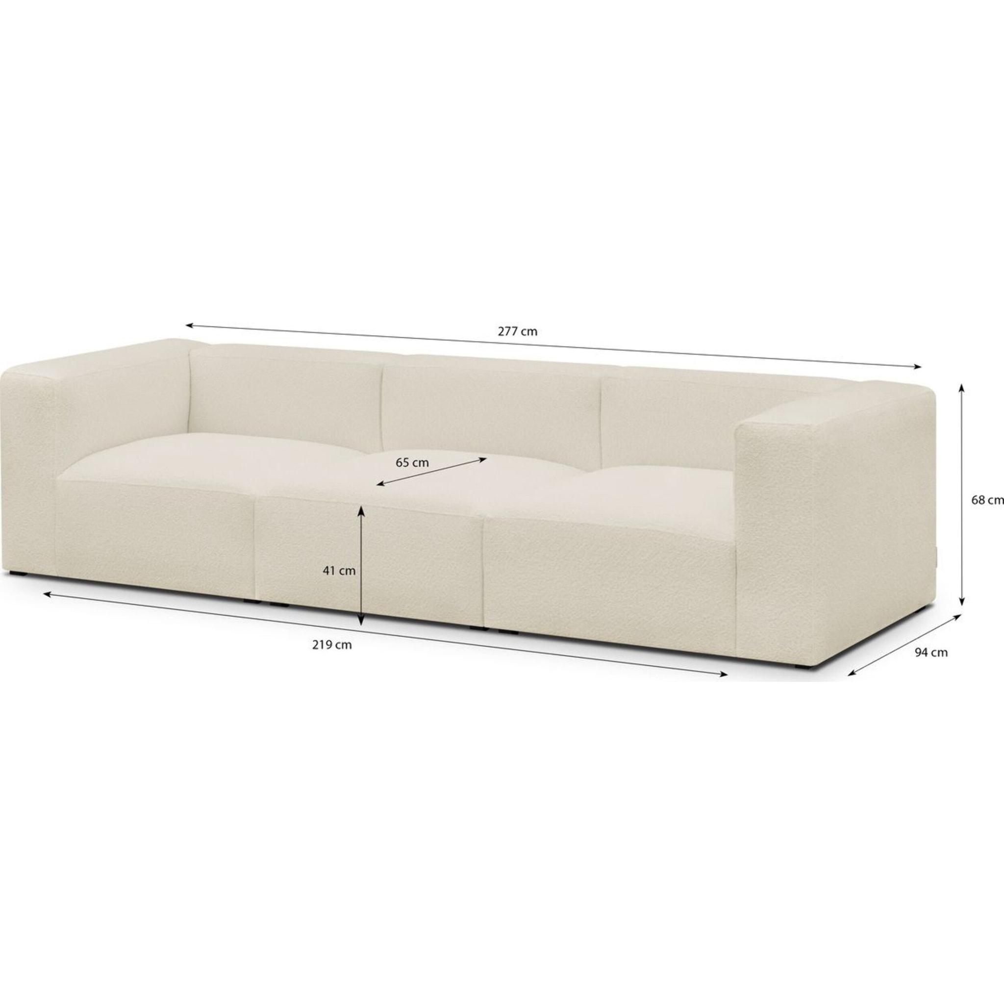 Canapé modulable 4 places en tissu bouclette - MODULO