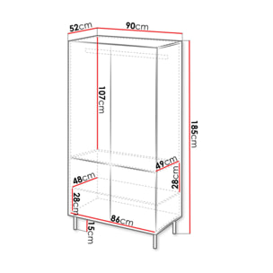 Timote - armoire avec penderie et étagères - écru - 185x90 cm - Écru