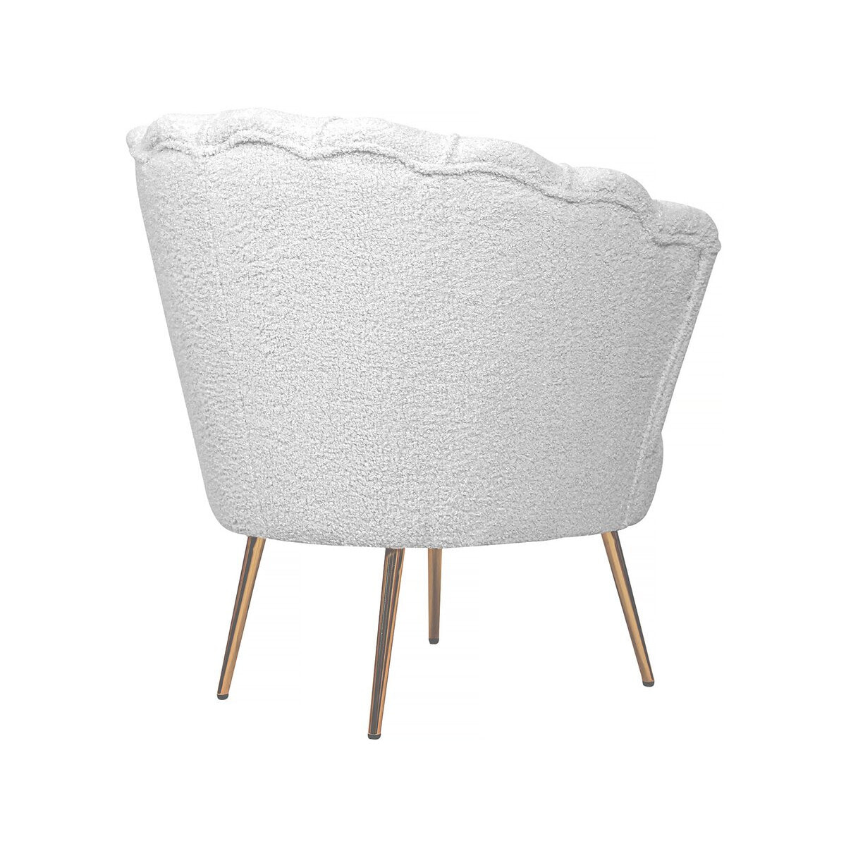 Fauteuil bouclette "Floria" - 75 x 68 x 77,5 cm -  Blanc