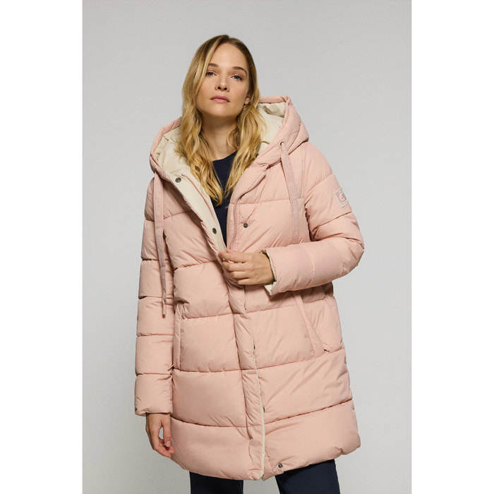 Cappotto Gracia rosa double-face con cappuccio e particolari Polo Club