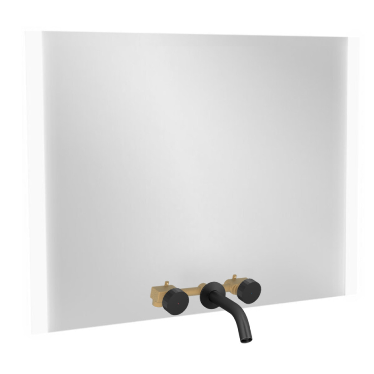 Miroir 3 trous 120 cm + mitigeur lavabo encastré 3 trous Grands Boulevards noir mat