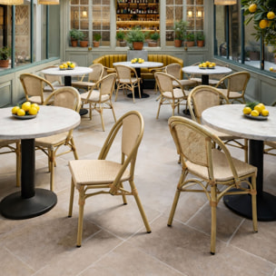 Lot de 2 fauteuils de table beige et structure en aluminium AMALFI