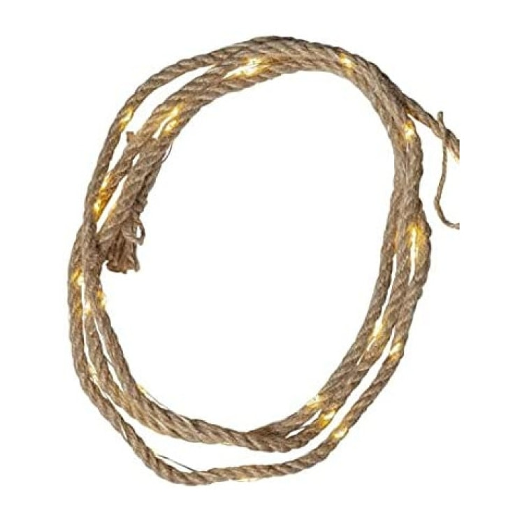 Lot de 2 cordes lumineuses décoration noël en jute 200cm - LUCA