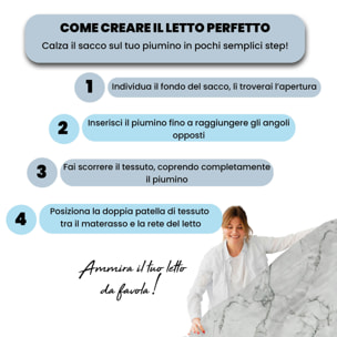 COPRIPIUMINO FASHION, 100% Microfibra, No Stiro - MARBLE