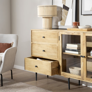 Buffet Boreal -bois massif de manguier-couleur bahamas naturelles 150 x 85 x 40 cm