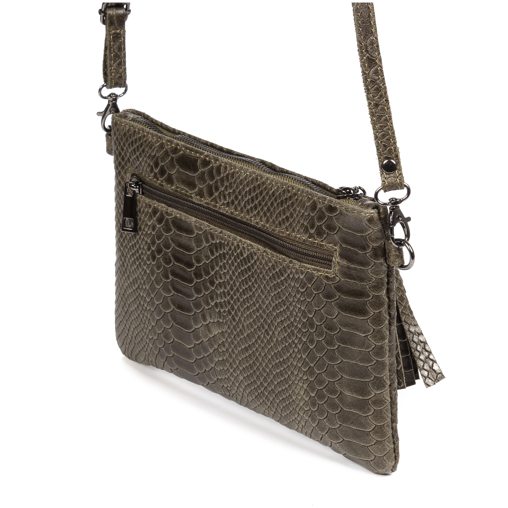 Ermine Borsa a tracolla Donna.Pelle autentica camoscio serpente inciso