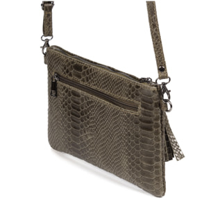 Ermine Borsa a tracolla Donna.Pelle autentica camoscio serpente inciso