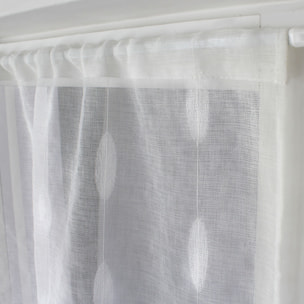 Paire de petits vitrages jacquard motif ovale - Blanc