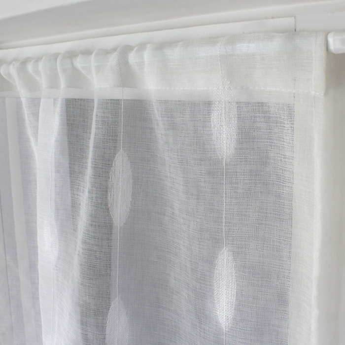 Paire de petits vitrages jacquard motif ovale - Blanc