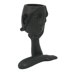 Portavaso in resina viso nero cm16x8h20