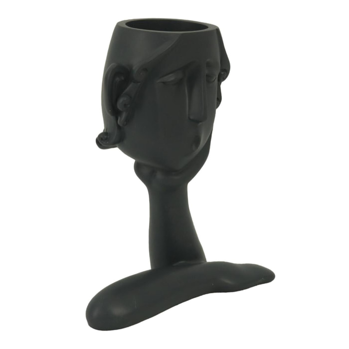 Portavaso in resina viso nero cm16x8h20
