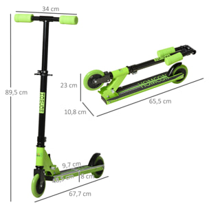 Patinete para Niños +3 Años Plegable con Altura Ajustable de 79,5-89,5 cm Verde