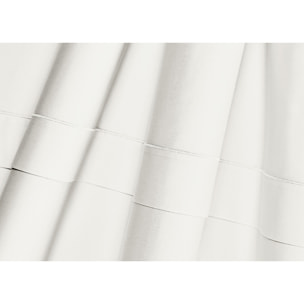 Completo Lenzuola In 100% Raso Cotone Tinta Unita Bianco Misura Letto Matrimoniale