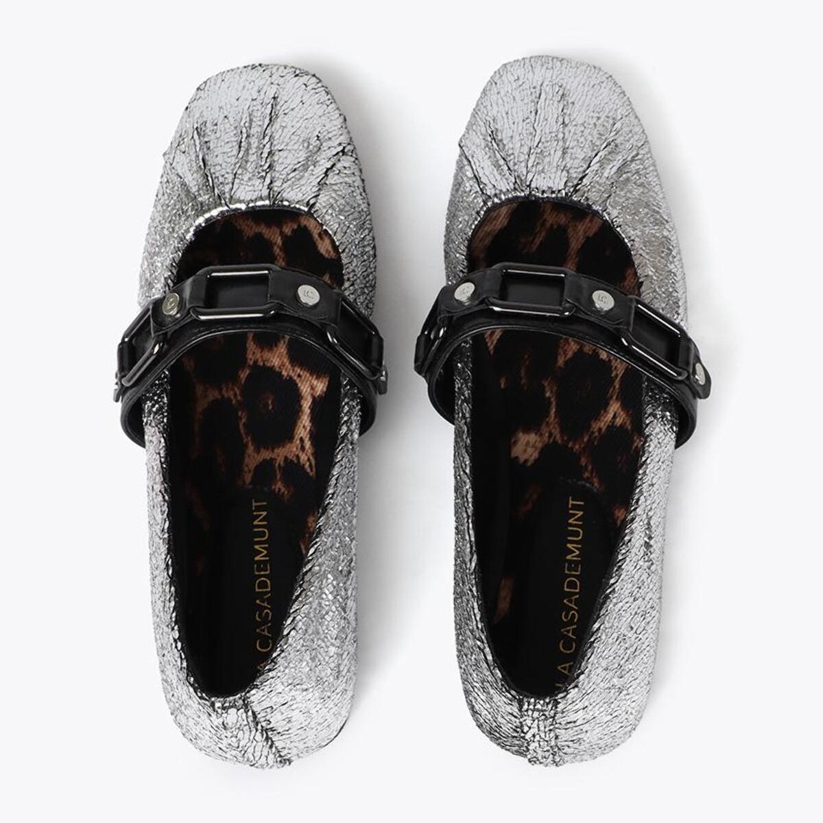 Ballerine metallizzate con dettaglio arricciato