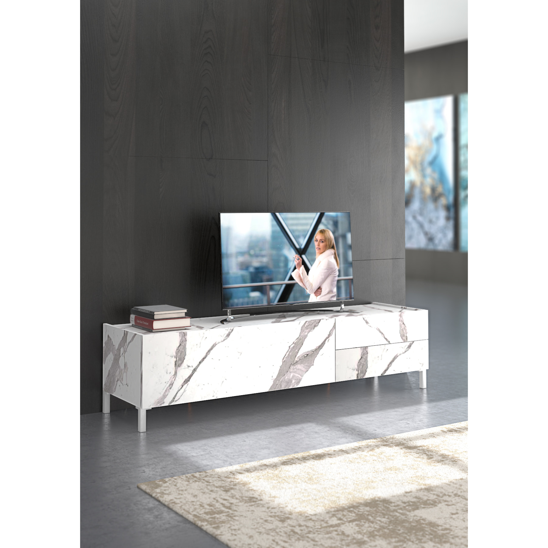 TOMASUCCI porta TV EDDY WHITE MARBLE Multicolore