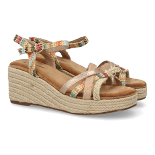 Sandalia de cuña para mujer, diseño de tiras cruzadas