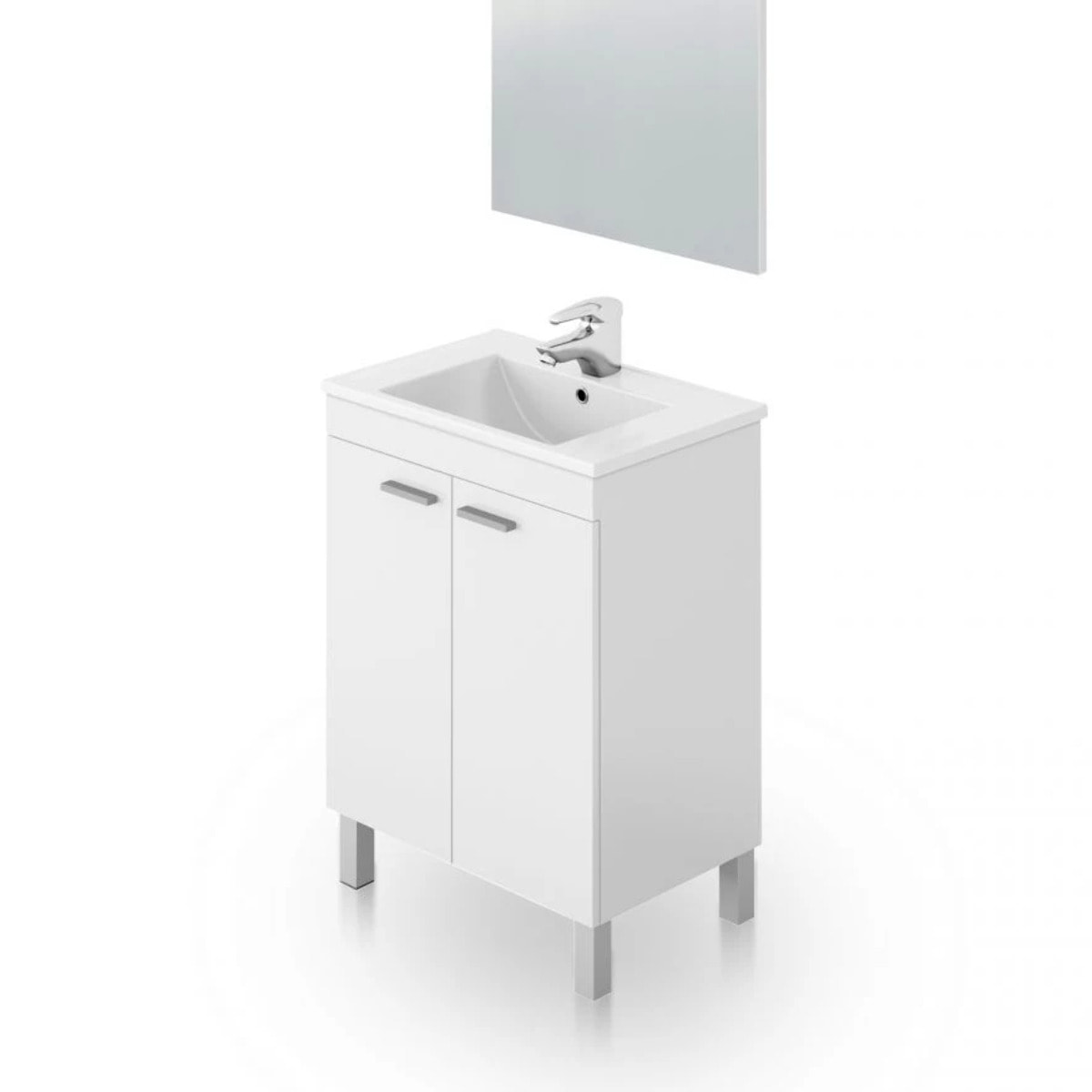 Mueble de baño con espejo Liz 60 Blanco Brillo