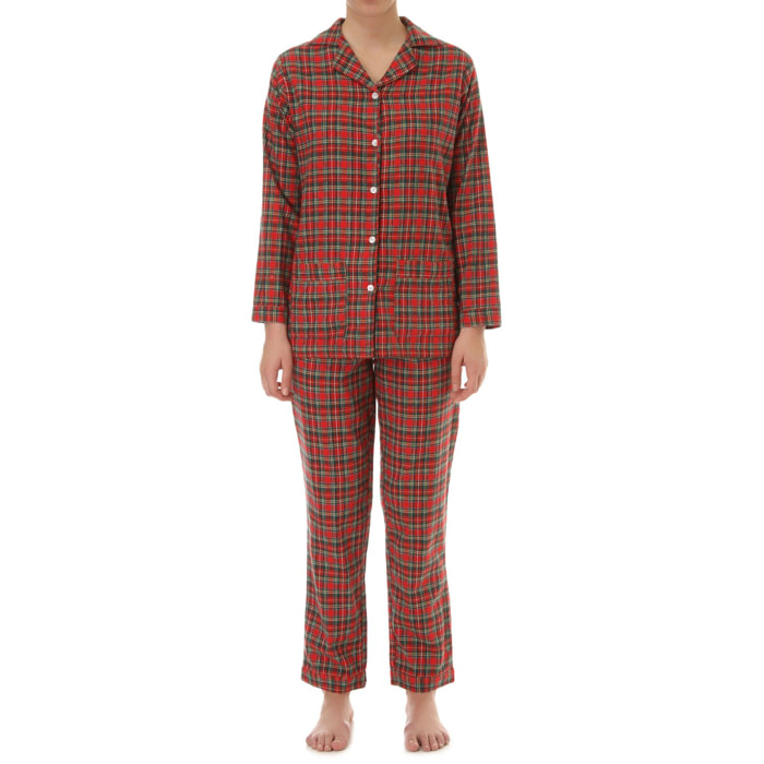 Pigiama DONNA flanella invernale scozzese rosso