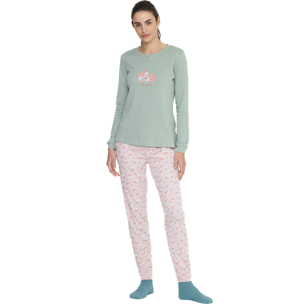 Pigiama donna fox in caldo cotone con collo due bottoni Noidinotte