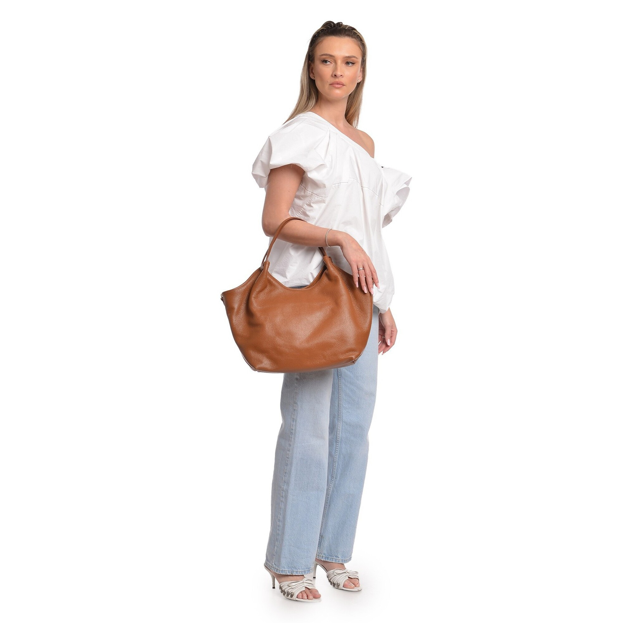 Borsa a tracolla Anna Luchini Cammello