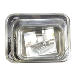 juego de 3 bandejas para hornear en acero inoxidable con asas