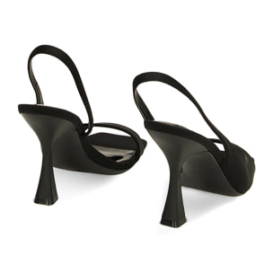 Sandali neri in lycra, tacco 9,7 cm