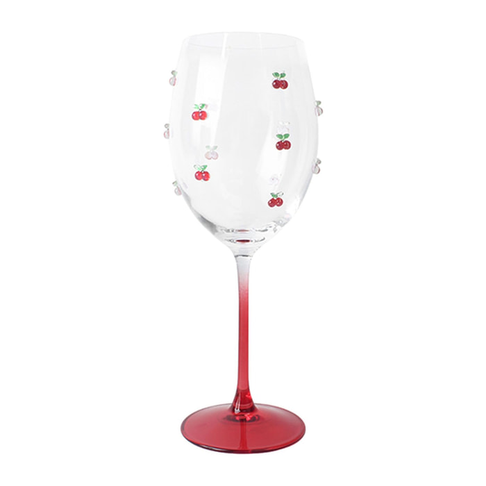Lot de 4 verres à pied 43,5cl à motif cerise CERISE