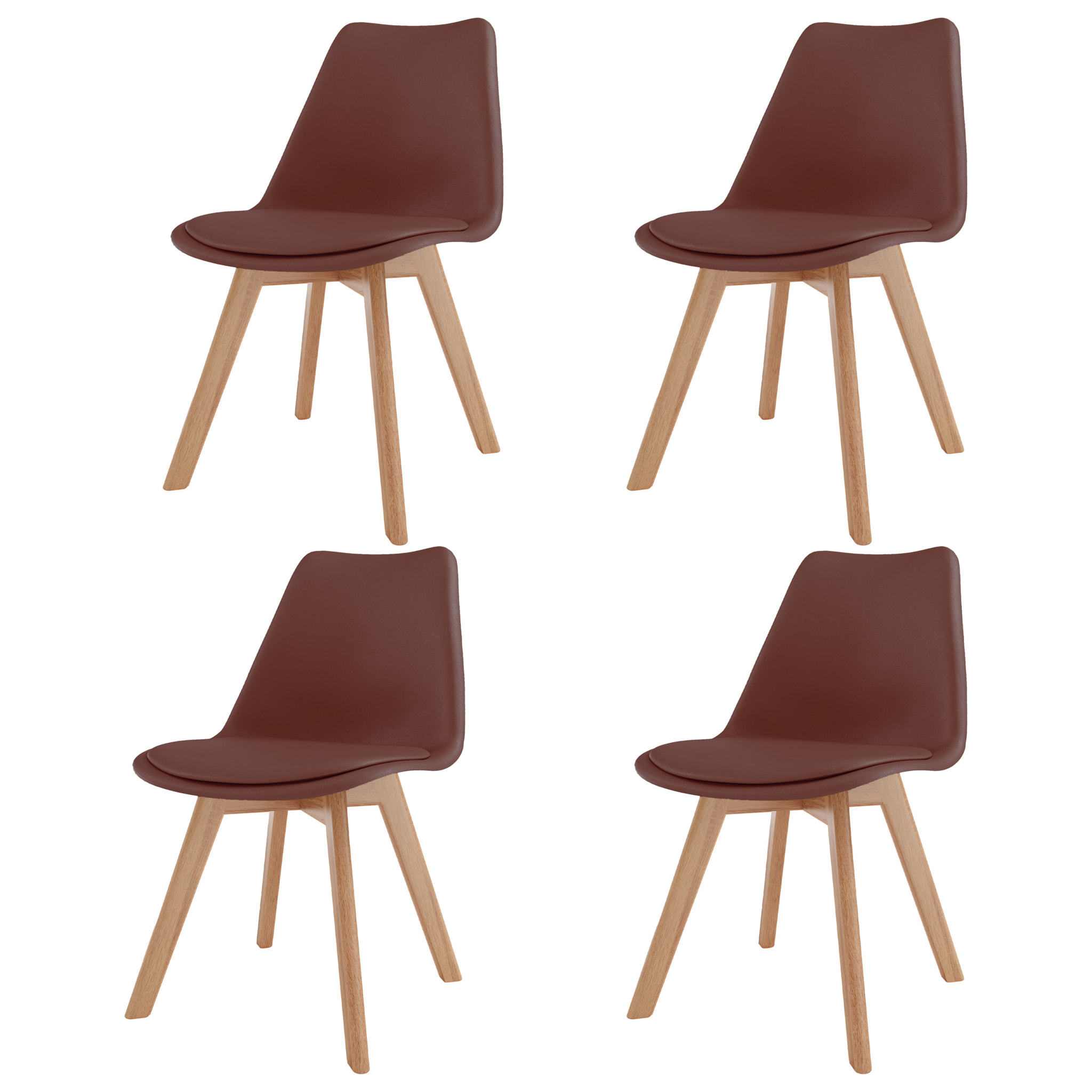 Set Di 4 Sedie Per Sala Da Pranzo Ufficio Con Gambe Faggio Legno Massello Massiccio Stile Nordico Scandinavo Seduta Imbottita Soggiorno Sala Tortora