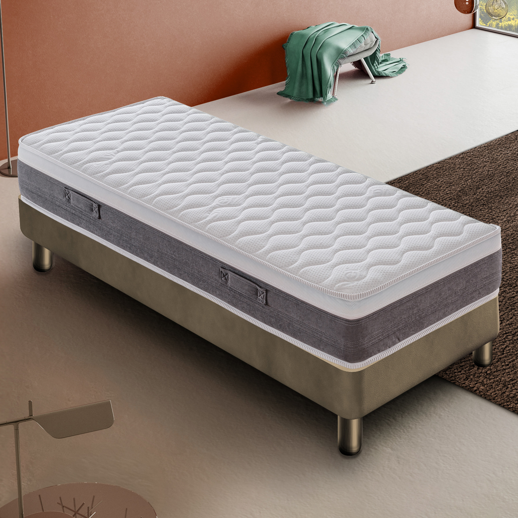 Materasso 70x190 in Memory Foam - 6 Strati - Altezza 26 cm - 7 Zone di Comfort - Sfoderabile