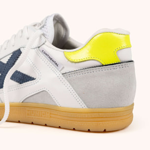 Zapatilla de Moda Clásica Blanca con Detalles Amarillo Flúor MUNICH CONTINENTAL PREMIUM 14